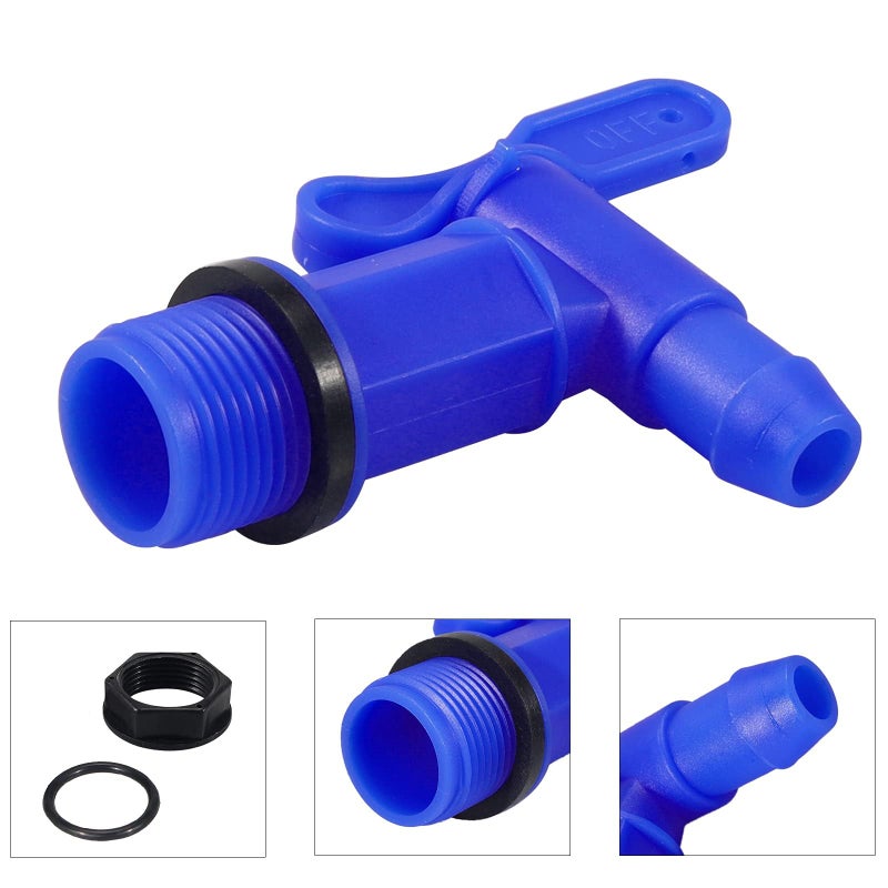 MUGLIO 3/4"" Drum Spigot Faucet Pail Taps with EPDM Gasket Polypropylene Construction FDA Compliant Materials NPT Connection for Plastic Gallon Drums by MUGLIO(Blue) - Image 2